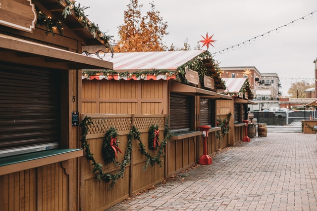 A Christmas market in a neighborhood in Carmel.